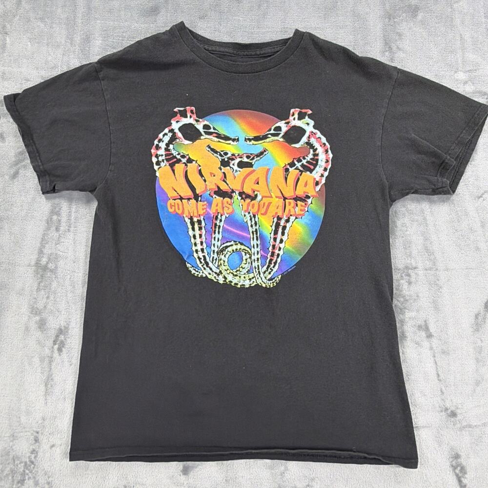 Nirvana Come As You Are T-Shirt Mens Medium Black Graphic Band Tee Rock Grunge